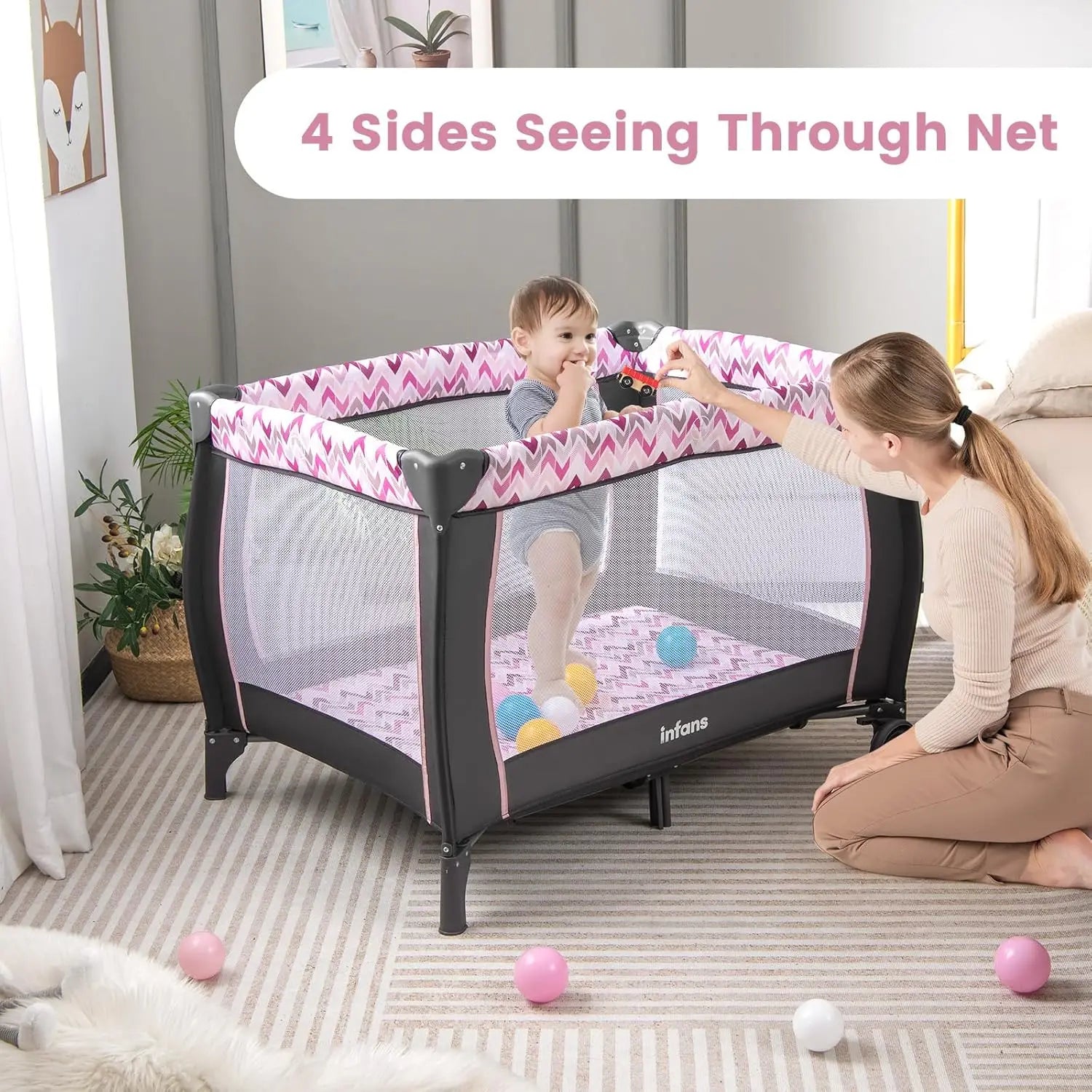 4-in-1 Portable Baby Playard with Bassinet