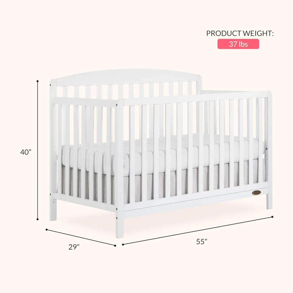5-in-1 Convertible Full-Size Baby Crib in White, Converts to Toddler & Bed