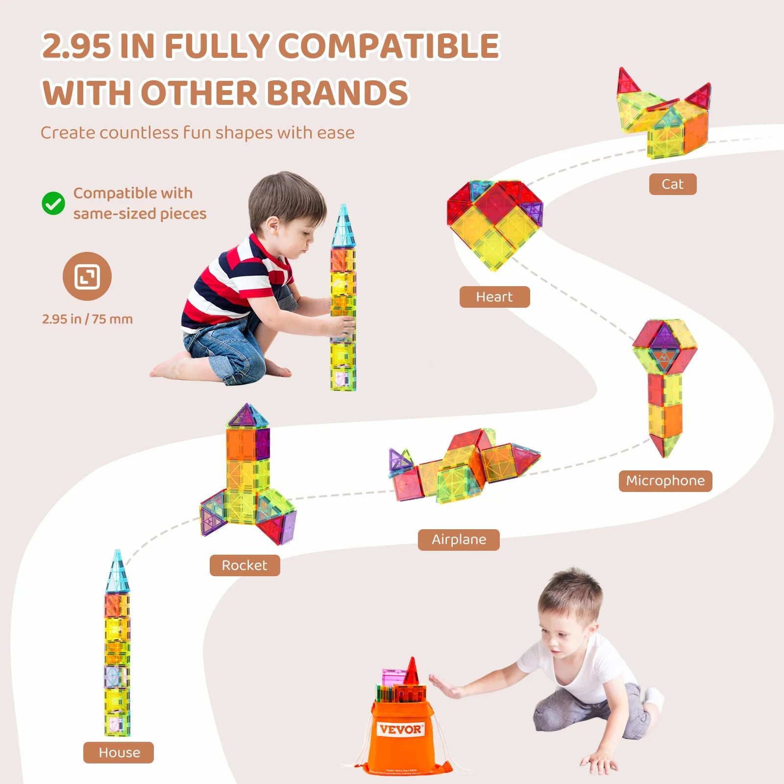 32PCS Light Magnetic Tiles Building Blocks Magnet Educational