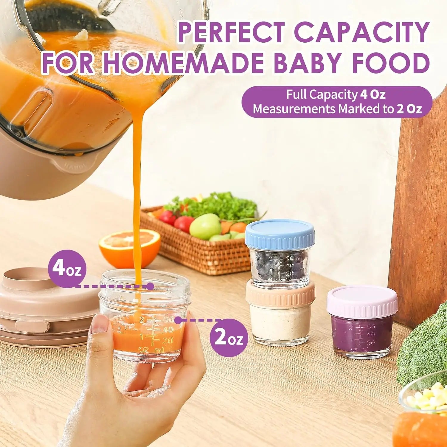 12 Pack Glass Baby Food Storage Containers