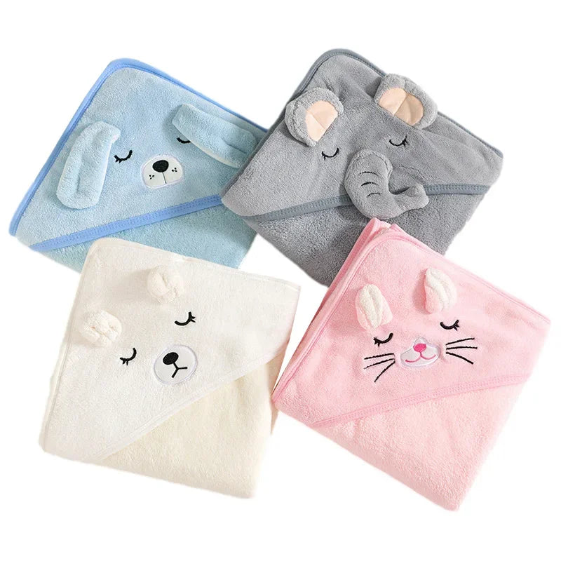 Cartoon Animal Baby Bath Towels Soft Newborn Hooded