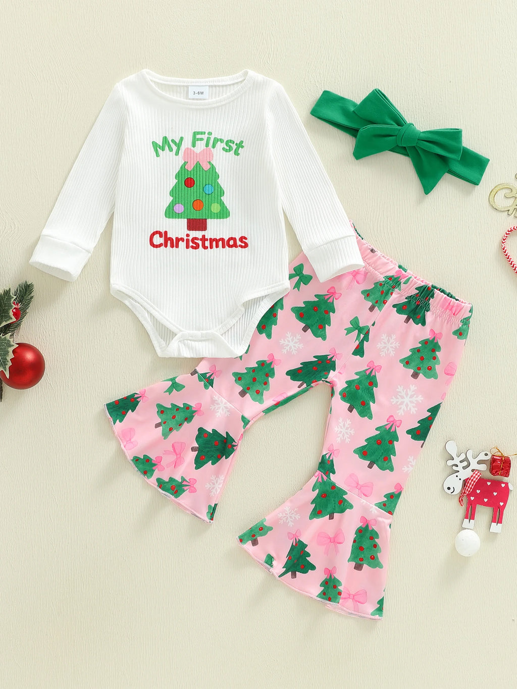 Baby Girl First Christmas Outfits Long Sleeve Romper