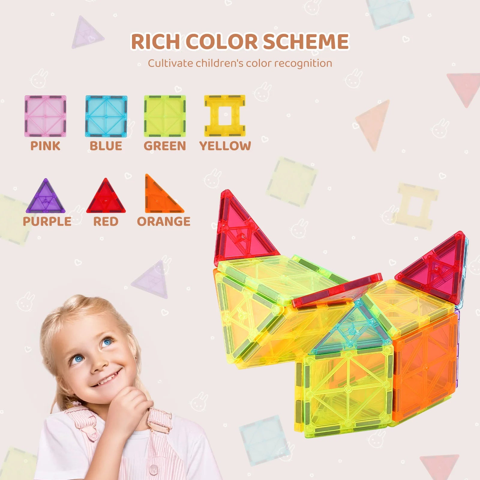 32PCS Light Magnetic Tiles Building Blocks Magnet Educational