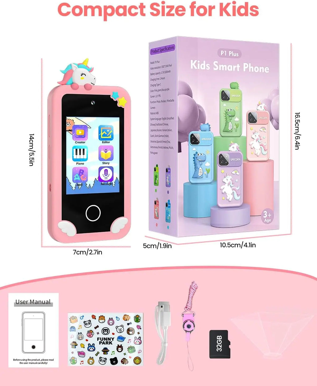 Touch Screen Toddler Learning Toy, Dual Camera, Music Player