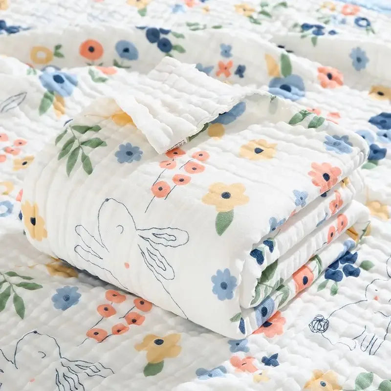 Newborn Printed Cotton Muslin Gauze Swaddle Blanket