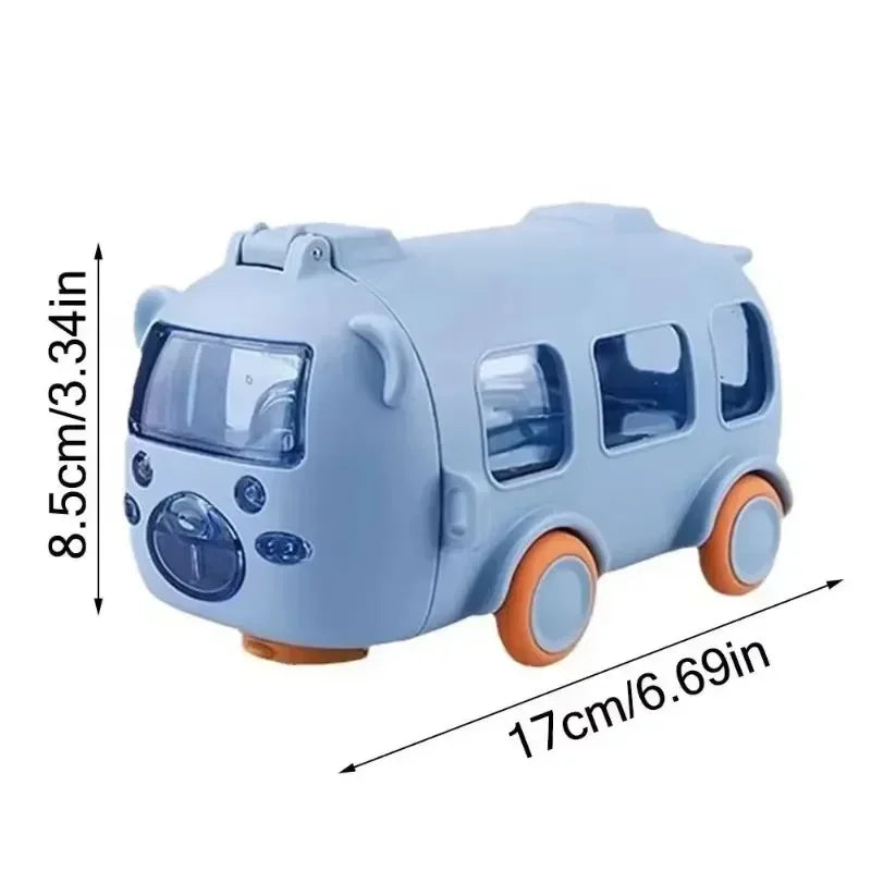Portable Bear Water Bottle with Shoulder Strap Kid Cute Car Straw Water Cup Bus