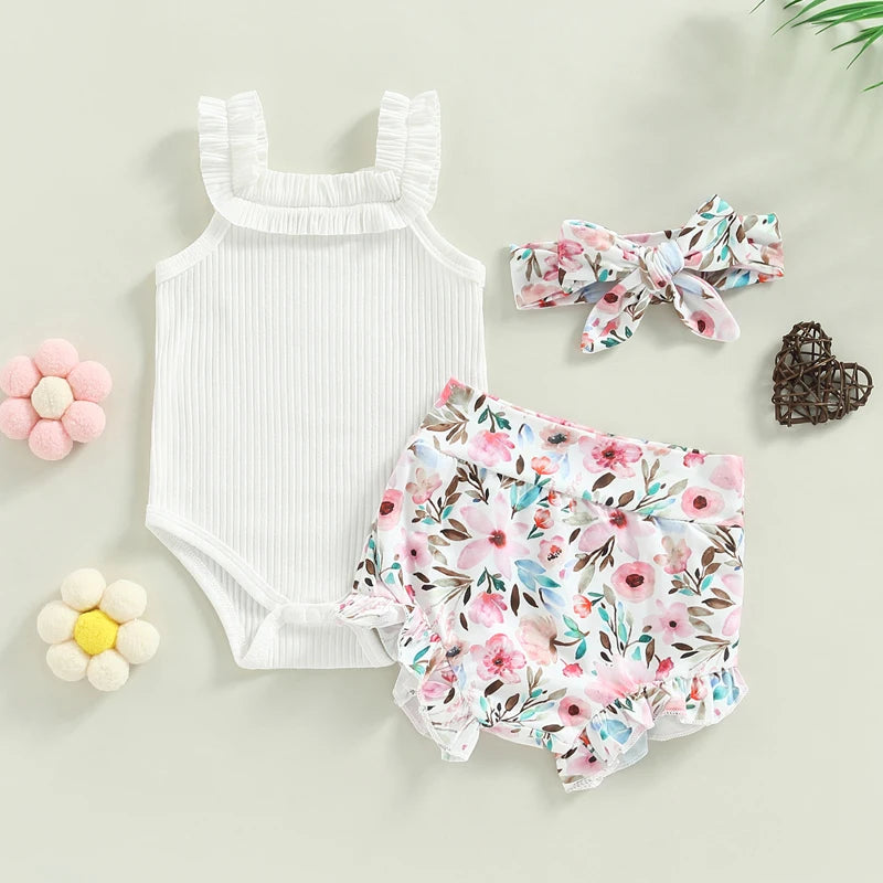 0-18M Infant Baby Girls Shorts Set