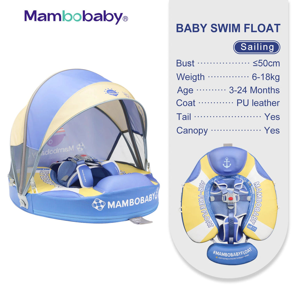 Non-Inflatable Baby Float with Canopy Chest Floater