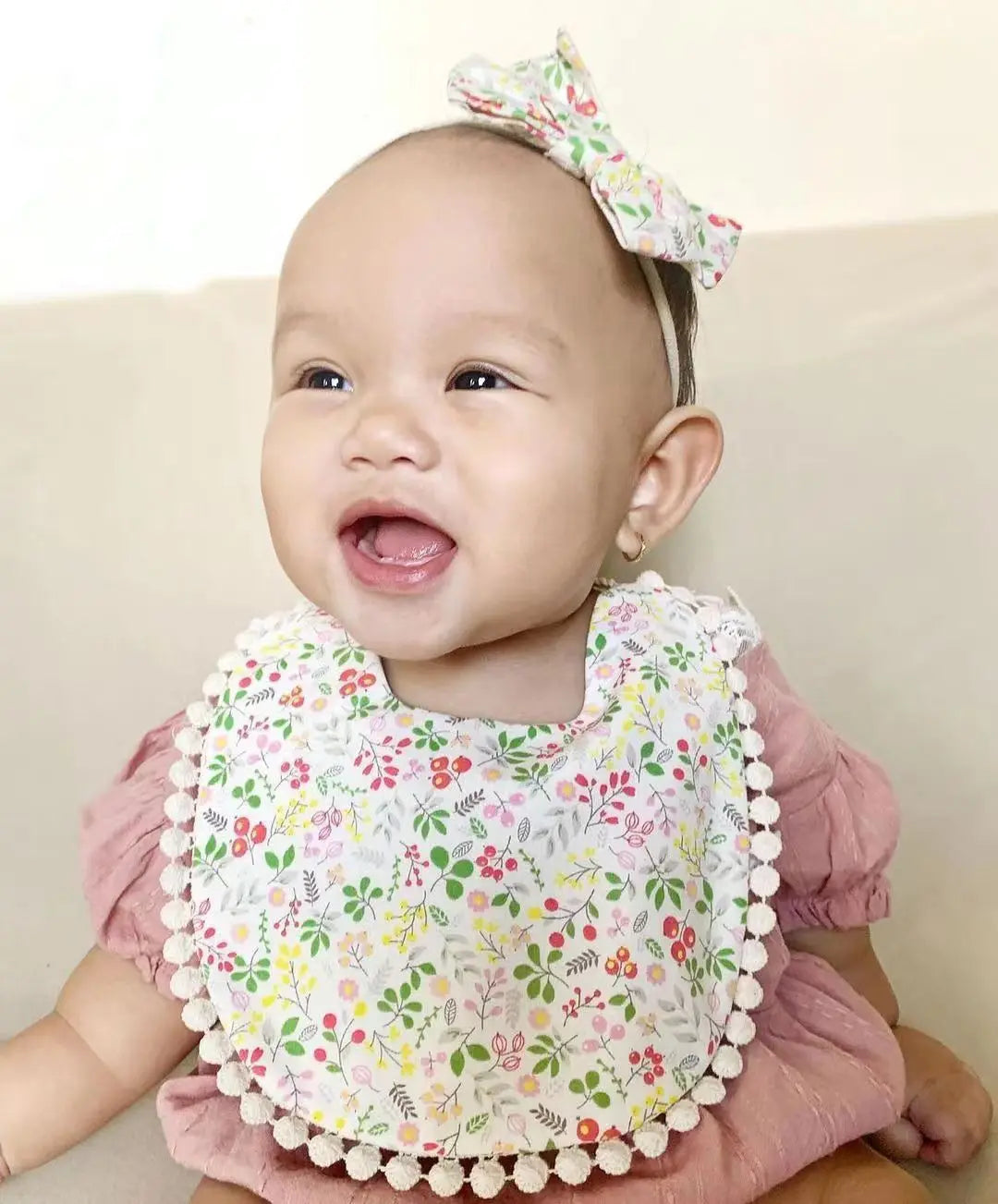 3Pcs/Set Flower Print Cotton Linen Baby bibs