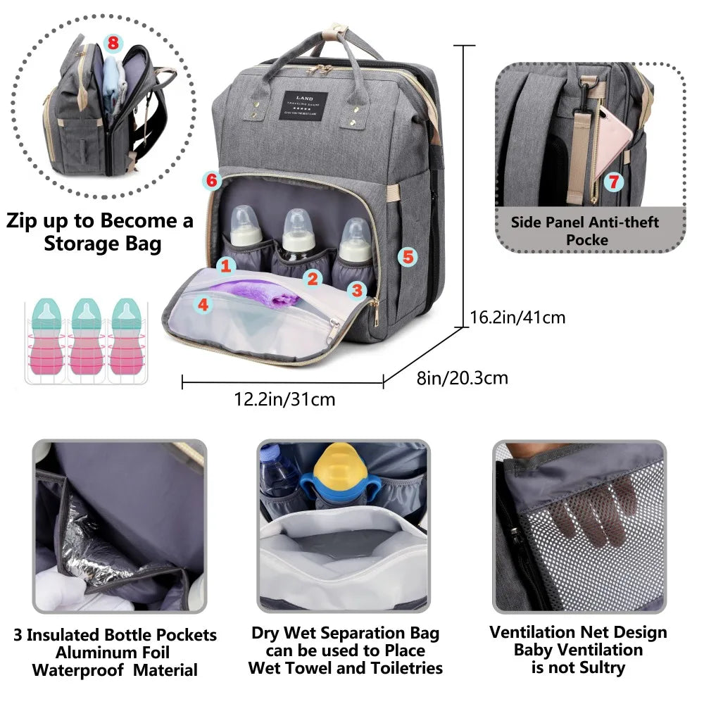 Mommy Bag Lightweight Portable Folding Crib Bed Large-capacity Travel Maternity