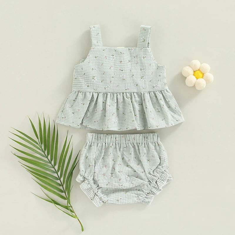 Summer Infant Baby Girl Tops Shorts Clothes Set