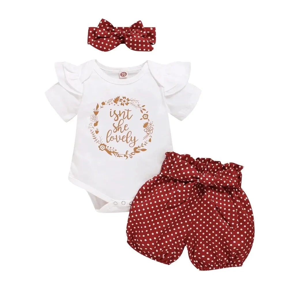 0-18 Month Newborn Baby Girls Clothes Romper 3PCS Cute Casual Set