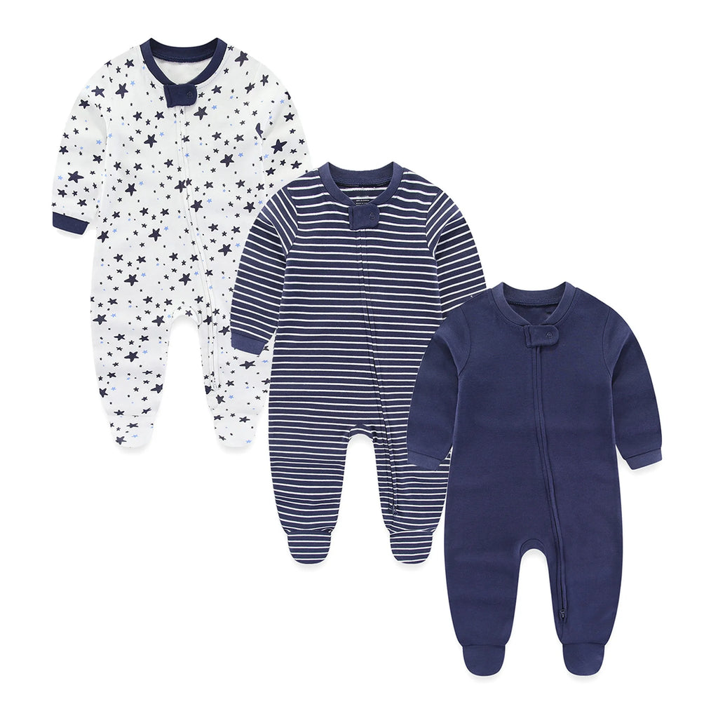 3 Pcs/lot Autumn Winter Solid Zipper Baby jumpers