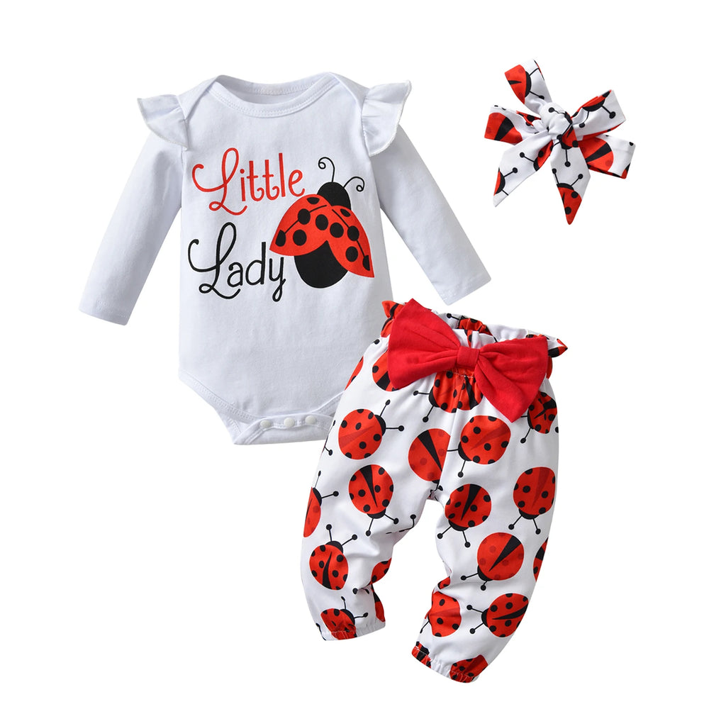 Newborn Baby Girls Clothes Set Long Sleeve Ladybug