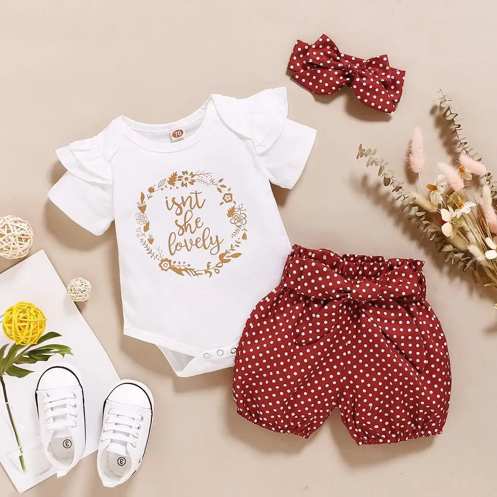 0-18 Month Newborn Baby Girls Clothes Romper 3PCS Cute Casual Set