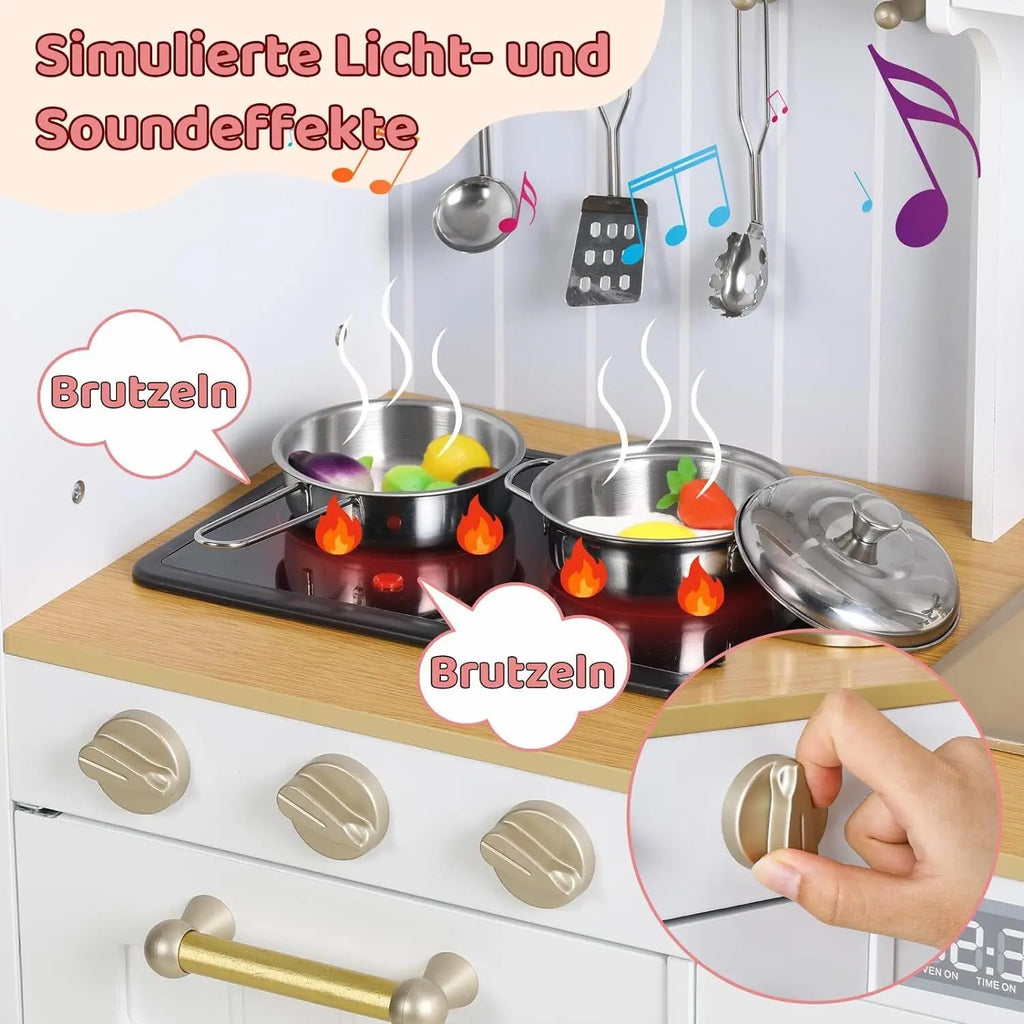 Kids Upright Wooden Kitchen Toy Playset