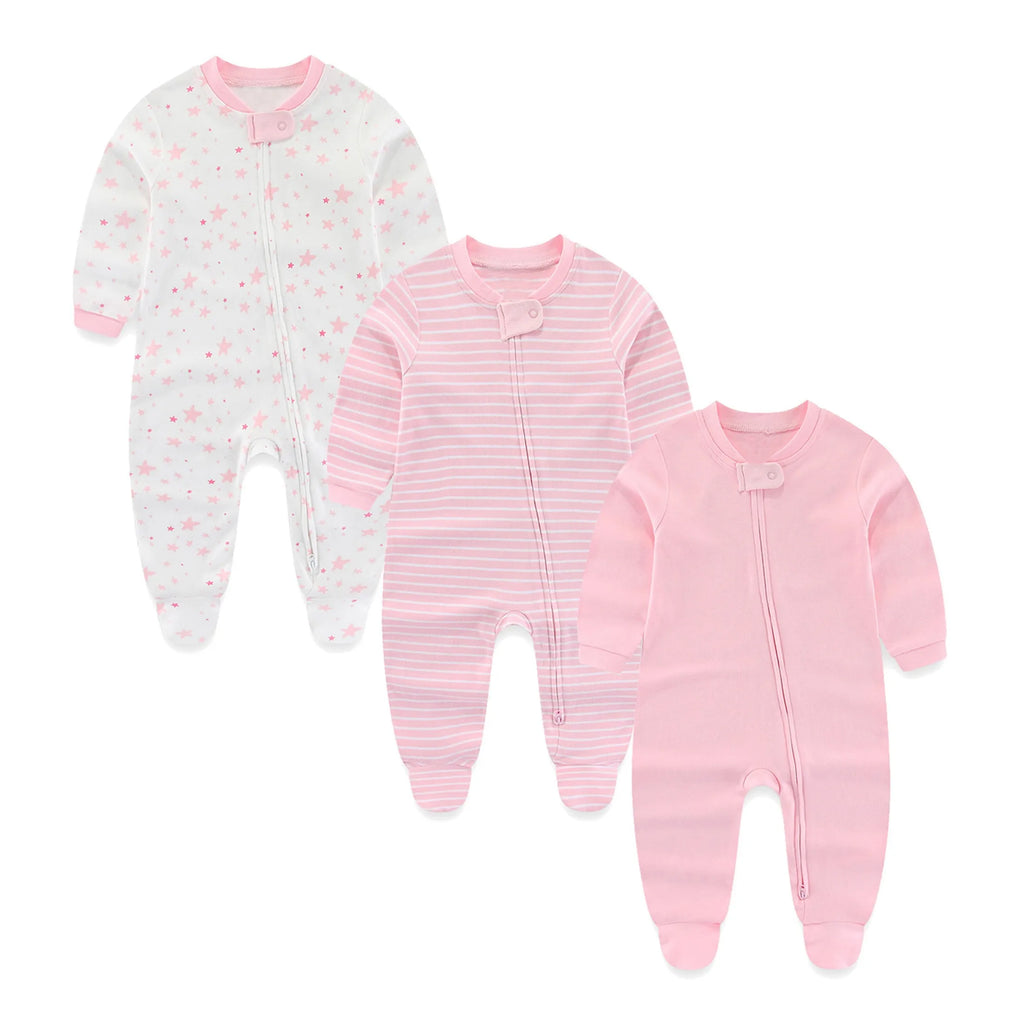 3 Pcs/lot Autumn Winter Solid Zipper Baby jumpers