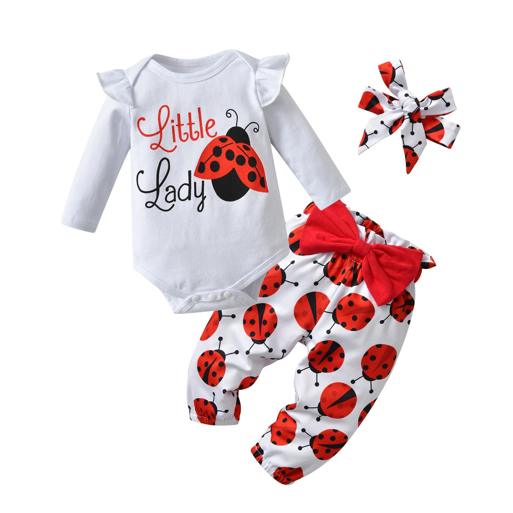 Newborn Baby Girls Clothes Set Long Sleeve Ladybug