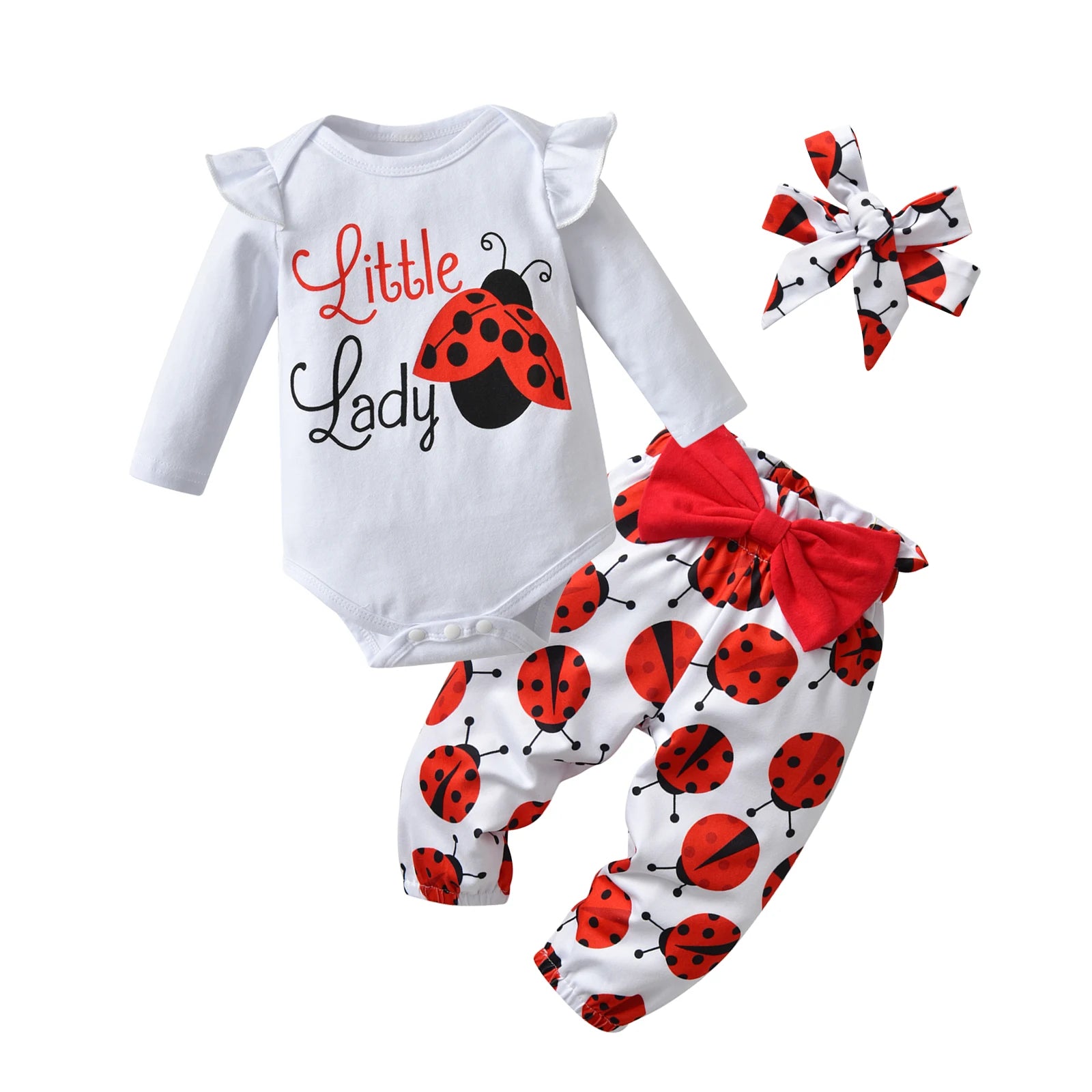 Newborn Baby Girls Clothes Set Long Sleeve Ladybug
