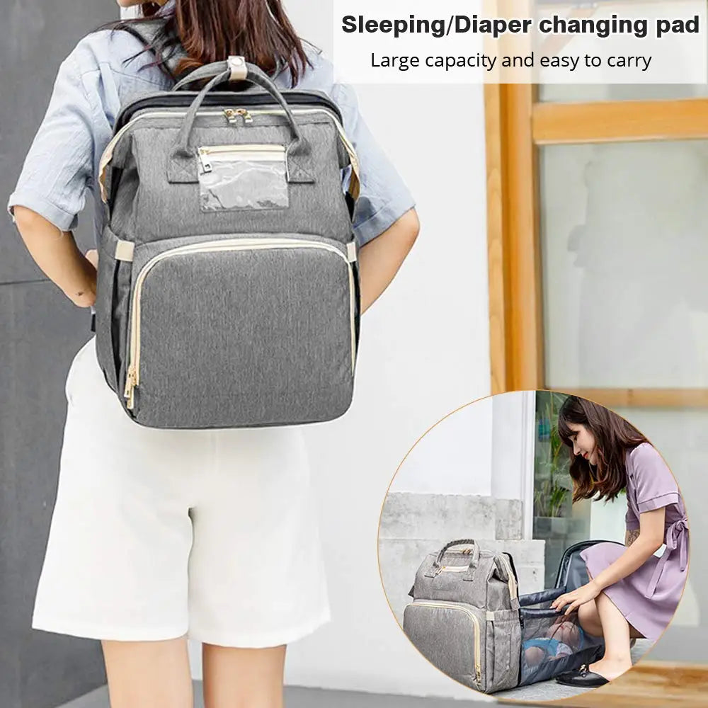 Fashion Portable Folding Crib Diaper Bag Multi-Function