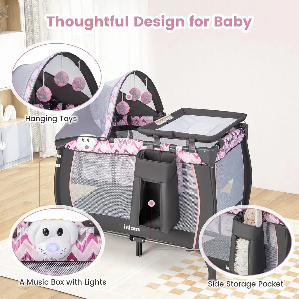 4-in-1 Portable Baby Playard with Bassinet
