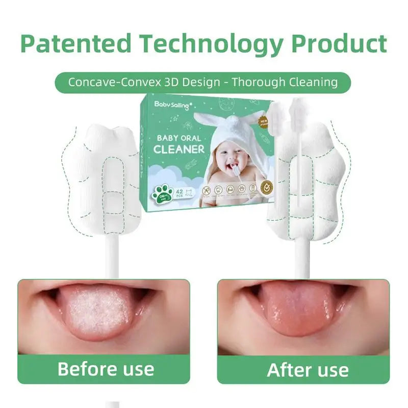 42 Pcs Portable Baby Tongue Cleaner Baby Oral Cleaning