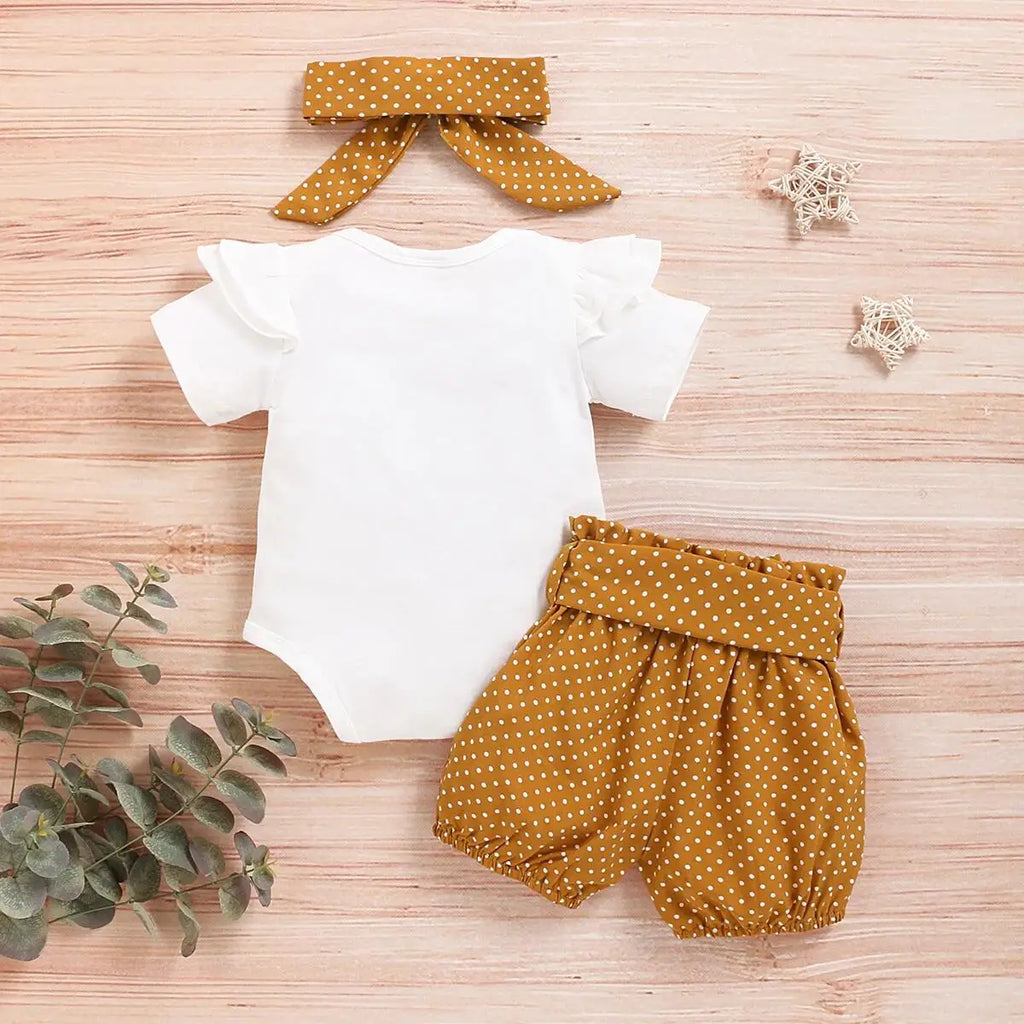 0-18 Month Newborn Baby Girls Clothes Romper 3PCS Cute Casual Set