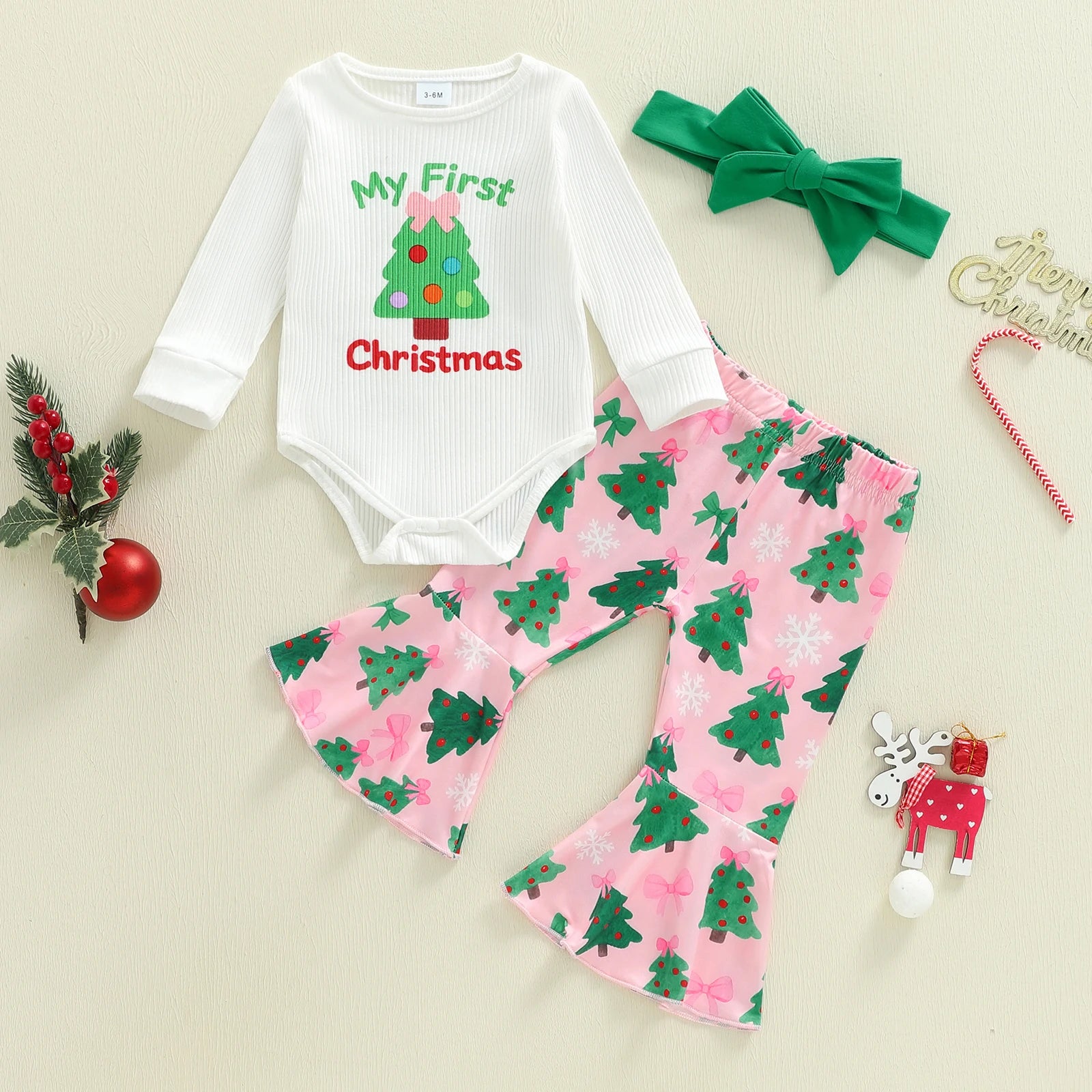 Baby Girl First Christmas Outfits Long Sleeve Romper