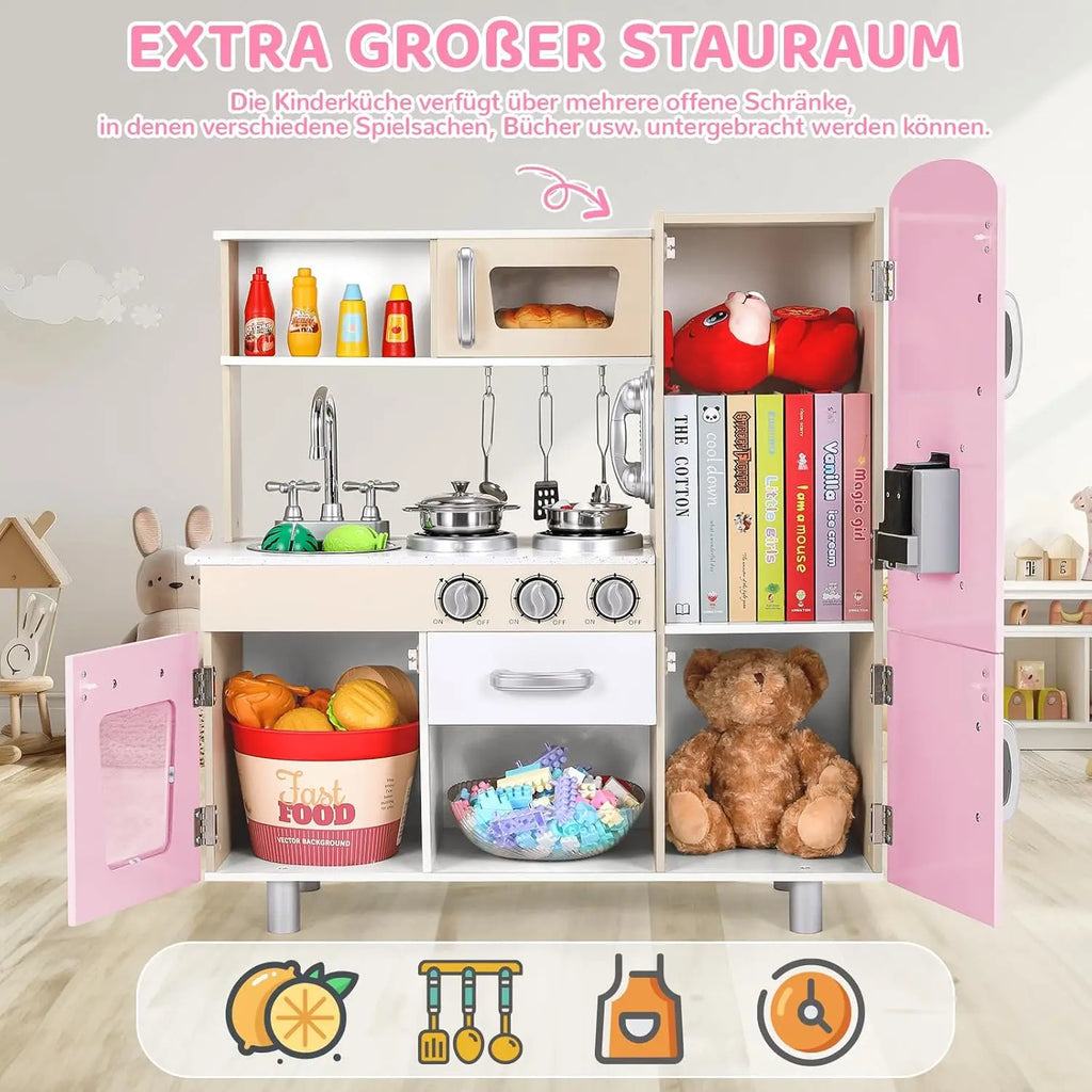 Wooden Play Kitchen Set Pretend Play Kitchen with Lights