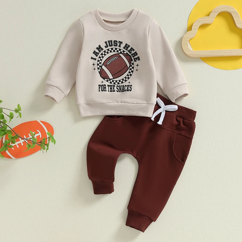 Baby Boy Outfits Football Print Sweatshirt