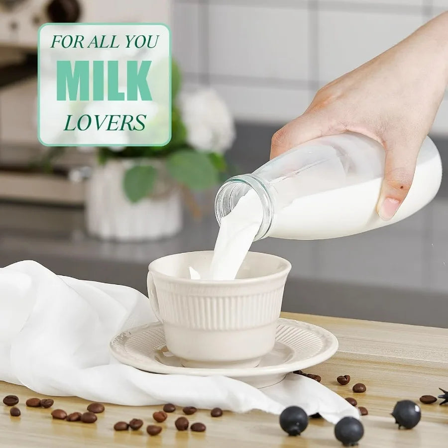 24 Pack Clear Glass Milk Bottles with Lids