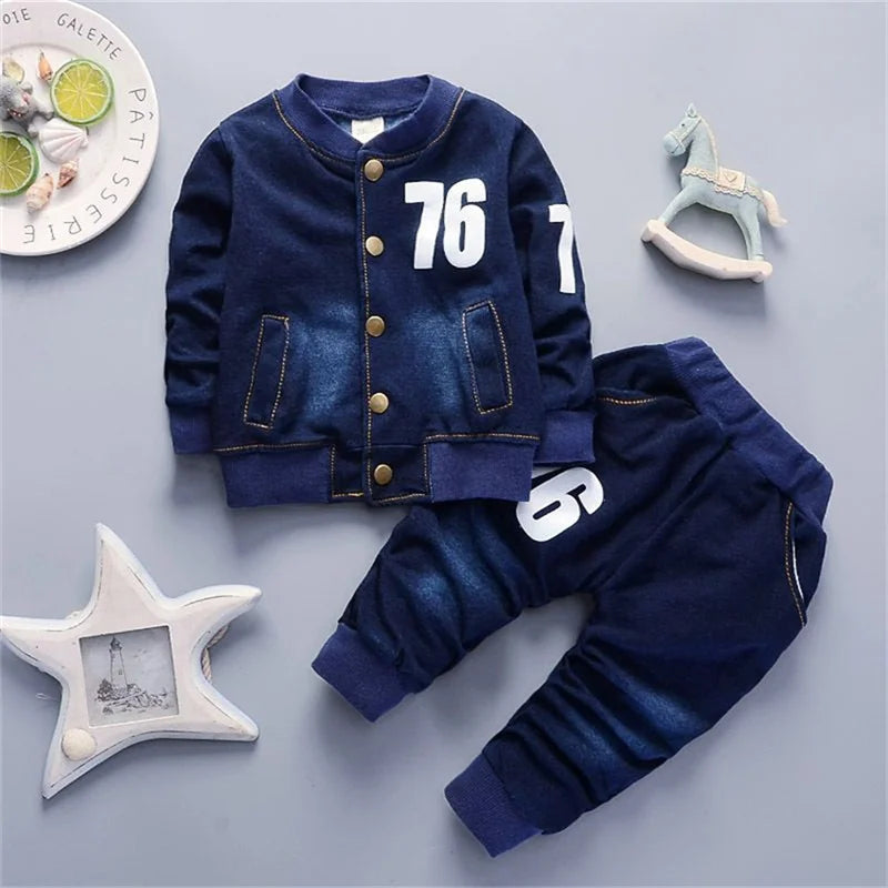 Spring and autumn toddler boy 76 decorative printed coat