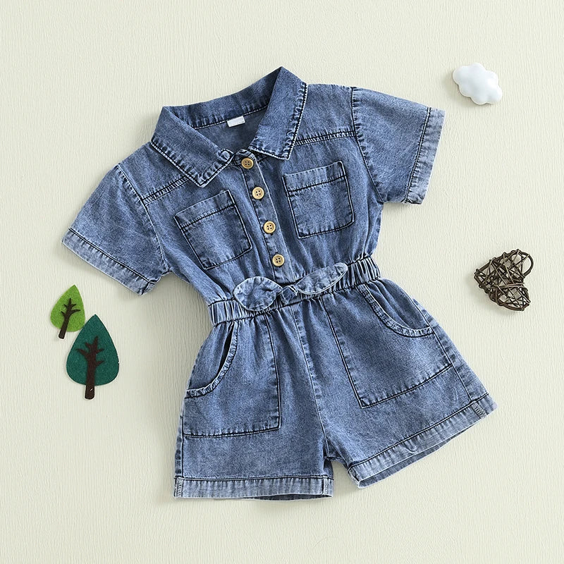 Toddler Girls Denim Overalls Shorts Short
