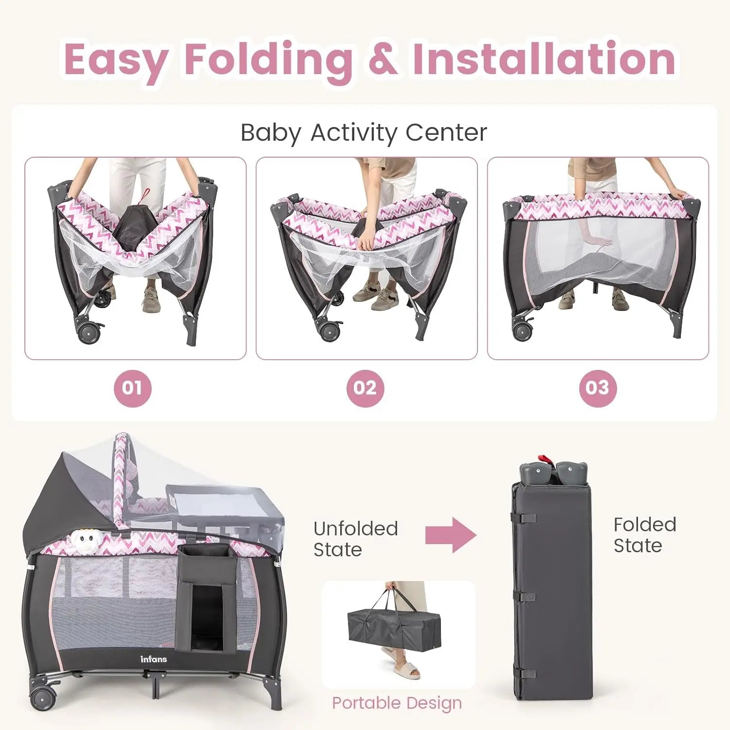 4-in-1 Portable Baby Playard with Bassinet