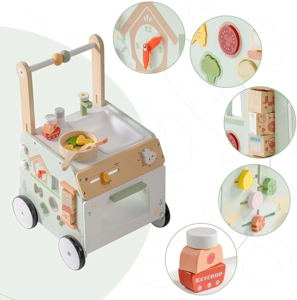 Adjustable Height Speed Wooden Baby Walker