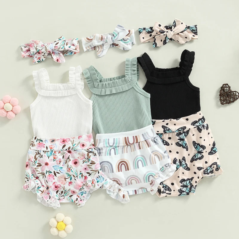 0-18M Infant Baby Girls Shorts Set