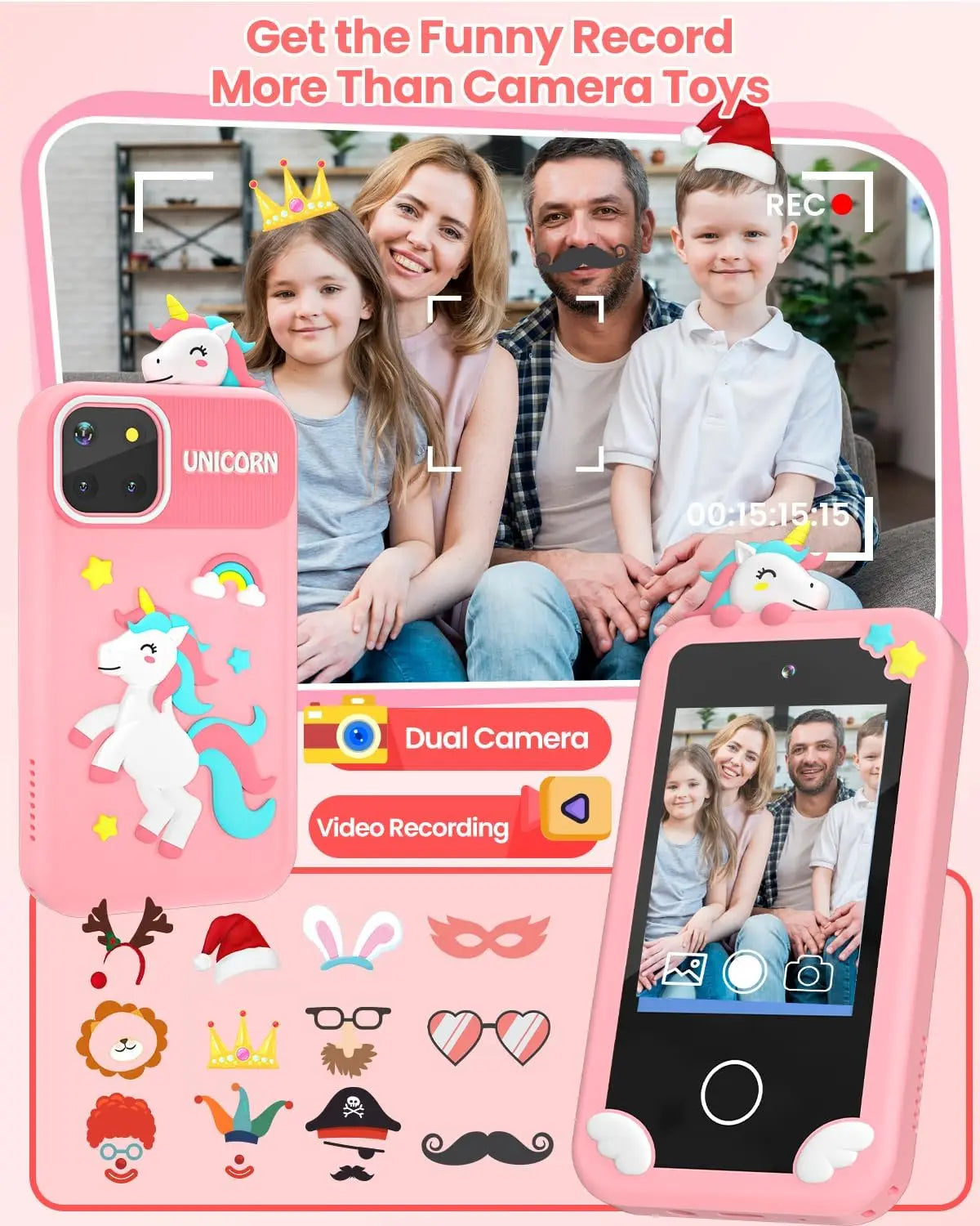 Touch Screen Toddler Learning Toy, Dual Camera, Music Player